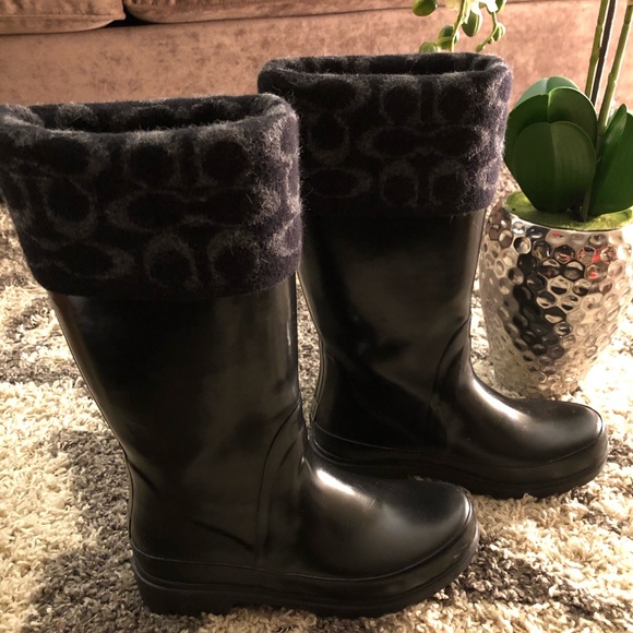 Black Coach Rain Boots - Picture 3 of 4